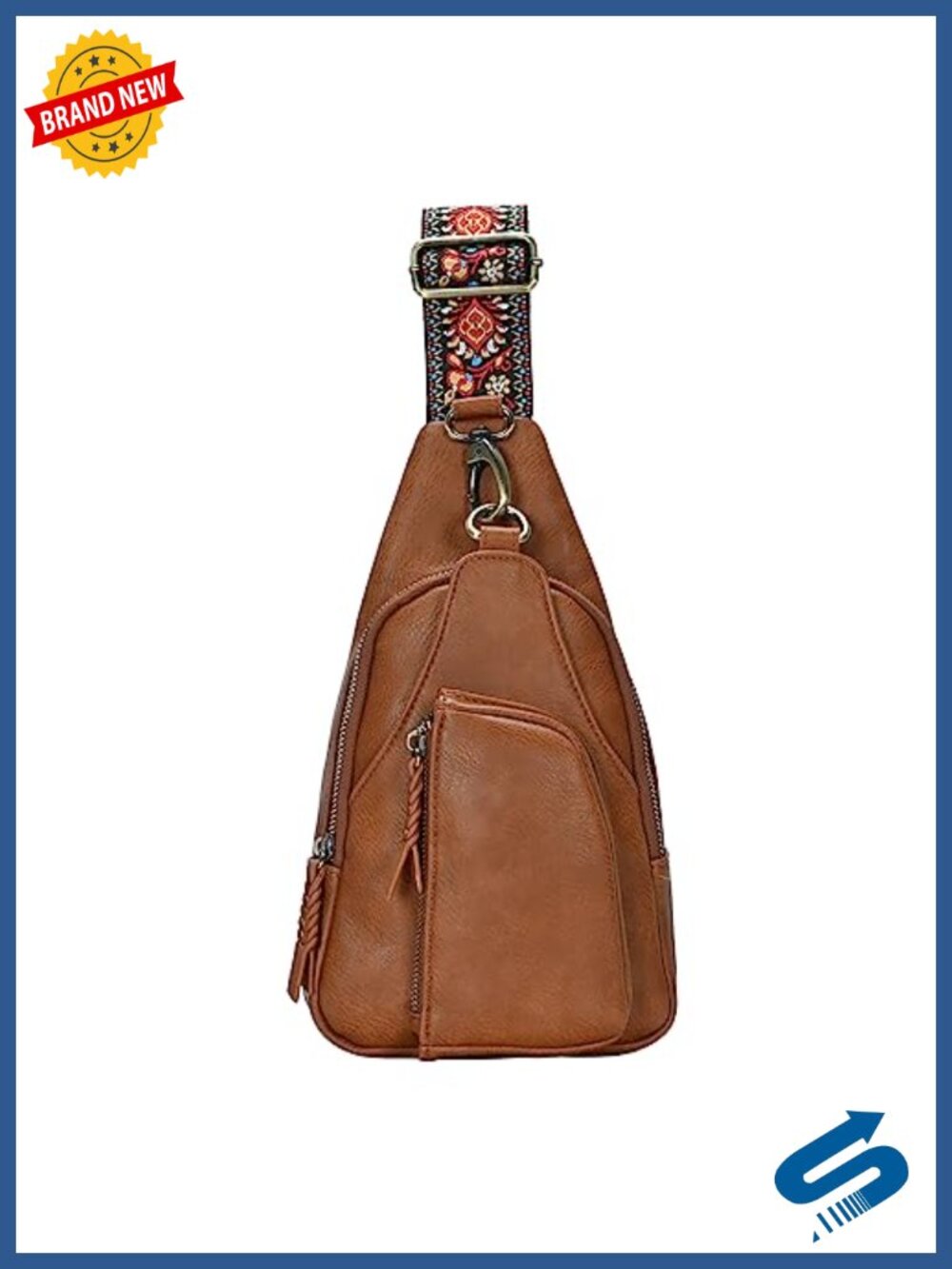 Vegan Leather Crossbody Sling Bag with Adjustable Strap